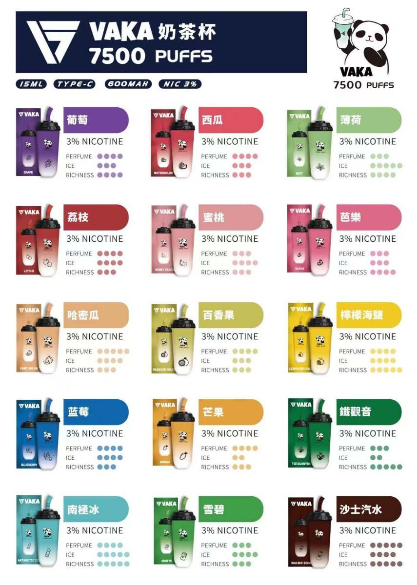 vaka拋棄式7500口 vaka電子煙 奶茶杯拋棄式 va